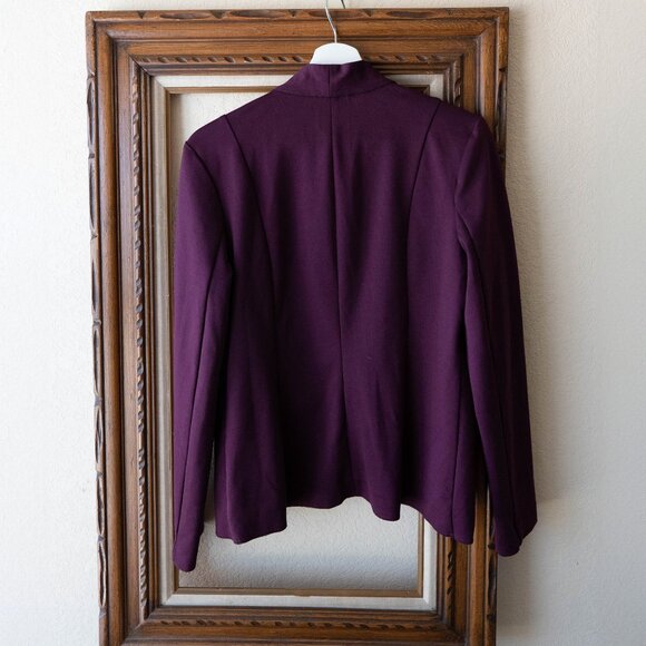 Merona Blazer Sz M Purple Open Front Pockets Stretchy Contemporary Chic - Picture 3 of 4